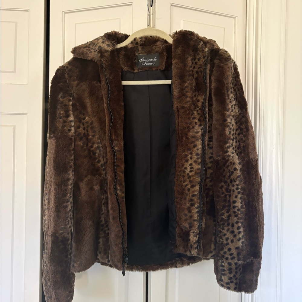 Giancarlo Ferrari Brown Faux Fur Coat